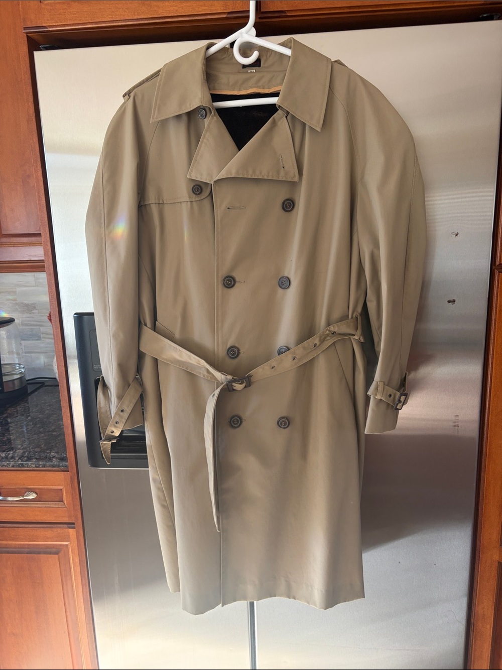 Classic Men's Double-Breasted Trench Coat in Khaki